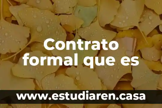 Contrato formal que es