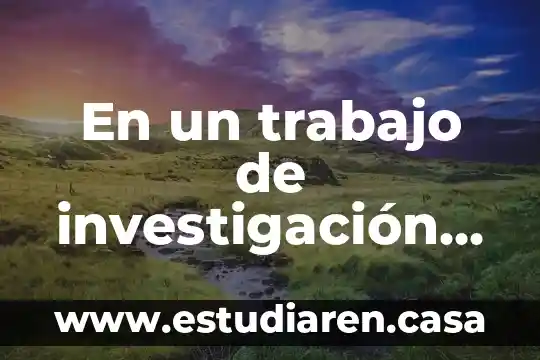En un trabajo de investigación que es un anexo