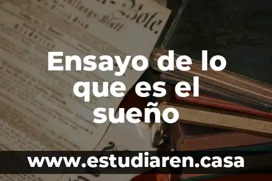 Ensayo de lo que es el sueño