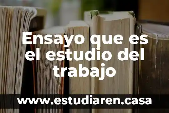 Por que es importante que el alumno estudio 7 Ensayo que es el estudio del trabajo