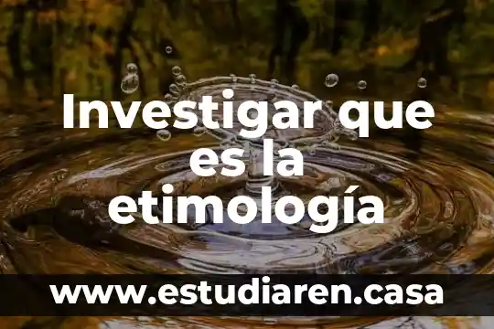 Investigar que es la etimología
