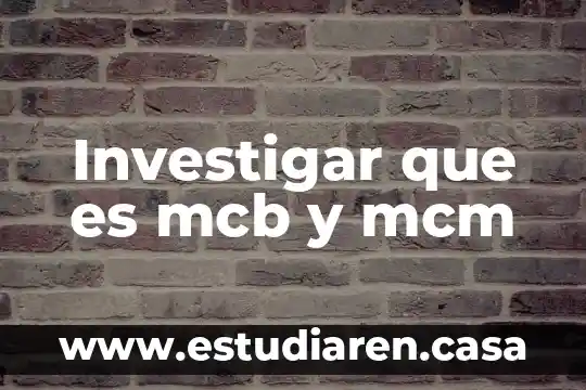 Investigar que es mcb y mcm