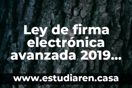Ley de firma electrónica avanzada 2019 que es