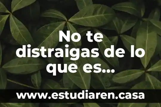 No te distraigas de lo que es importante