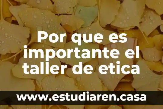 Que es la etica ambiental 6 Por que es importante el taller de etica