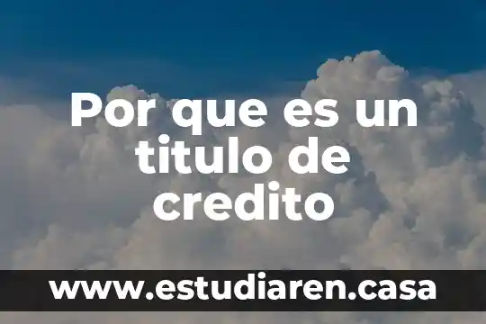 Por que es un titulo de credito