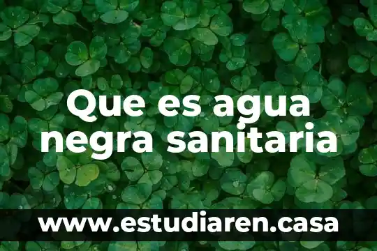 Que es agua negra sanitaria