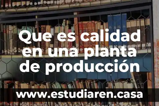 Que es calidad en una planta de producción