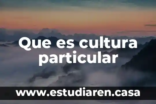 Que es cultura particular