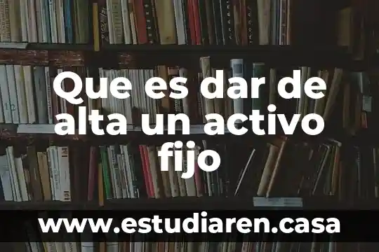 Que es dar de alta un activo fijo