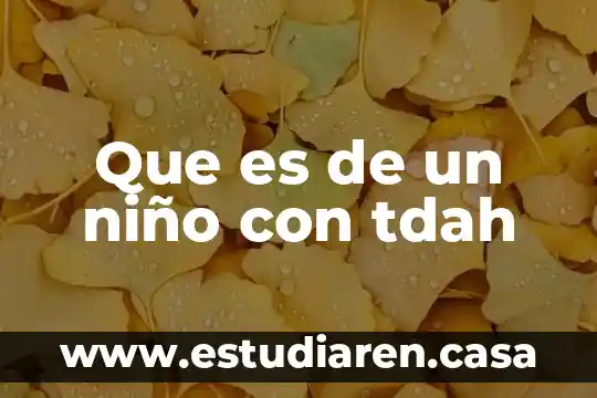Que es de un niño con tdah