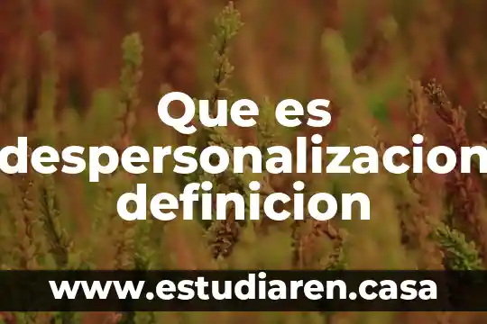 Que es despersonalizacion definicion