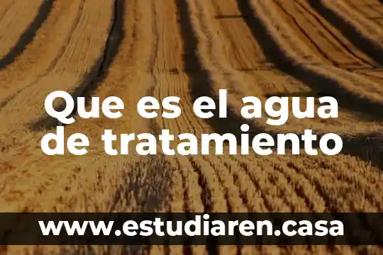 Que es el agua de tratamiento