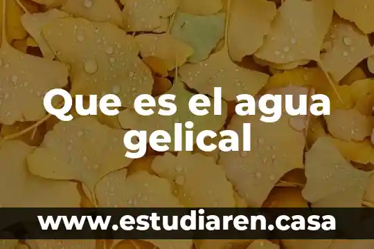 Que es el agua gelical