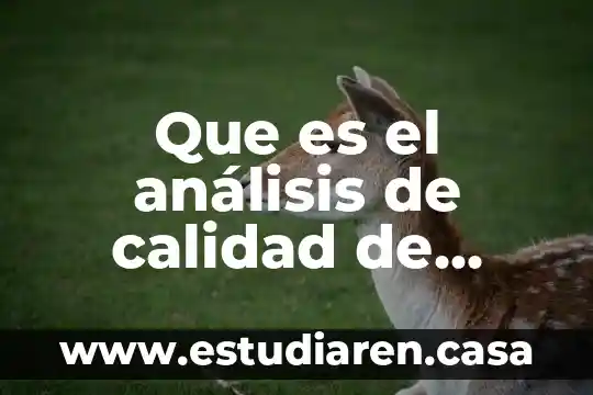 Que es el análisis de calidad de agua