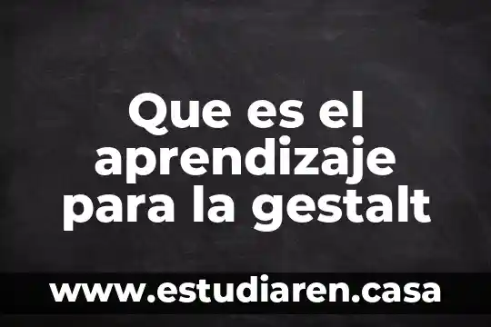 Tipos de aprendizaje 8 Que es el aprendizaje para la gestalt