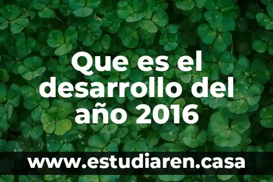 Que es el desarrollo del año 2016