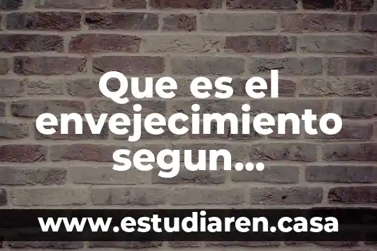 Que es el envejecimiento segun diferentes autores