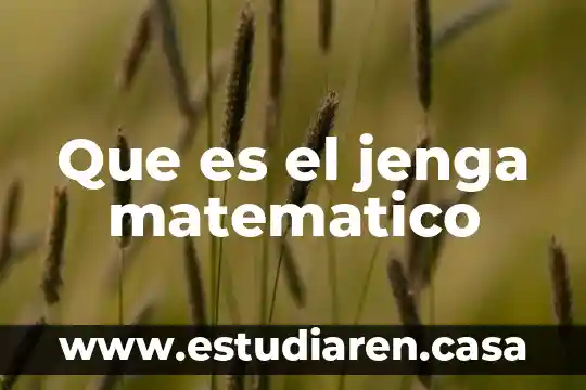 Que es modelaje matematico 6 Que es el jenga matematico