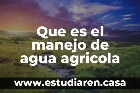Que es el manejo de agua agricola