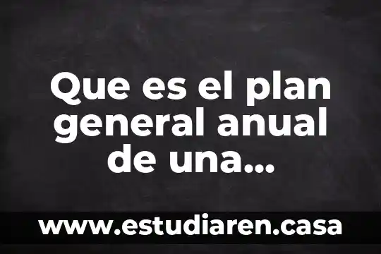 Que es el plan general anual de una institución educativa