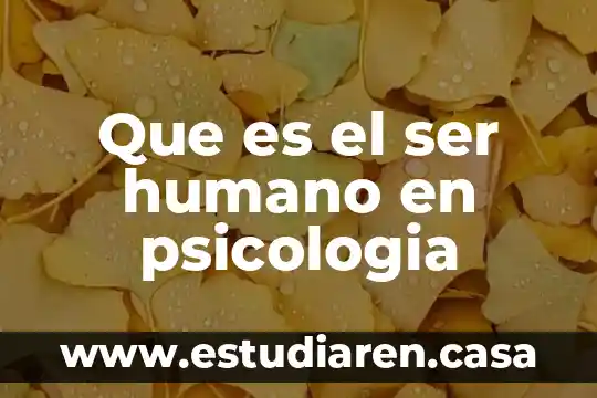 Que es el ser humano en psicologia