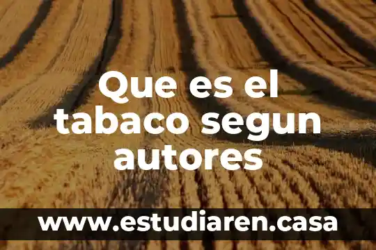 Que es el tabaco segun autores