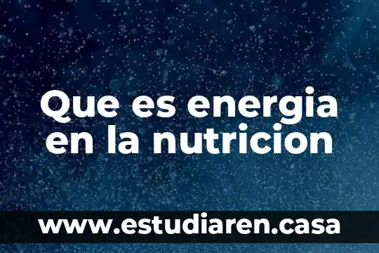 Que es energia en la nutricion