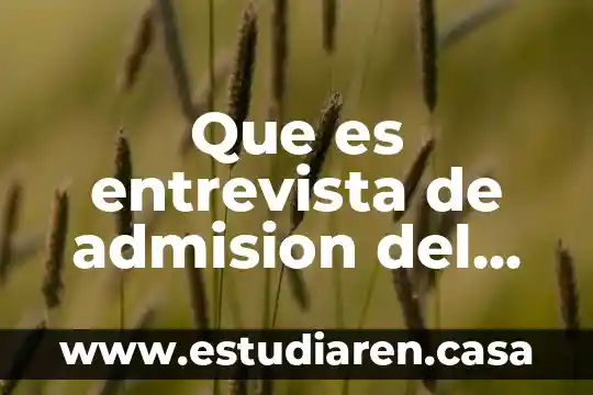 Que es entrevista de admision del paciente en psicologia