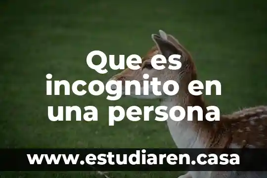 Que es incognito en una persona
