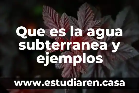 Que es la agua subterranea y ejemplos