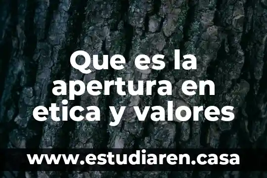Que es valores etica 8 Que es la apertura en etica y valores