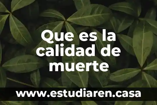 Que es la calidad de muerte