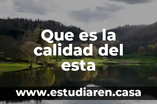Que es la calidad del esta
