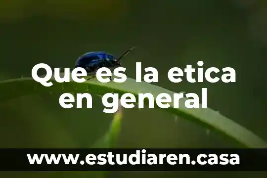Que es la etica en general