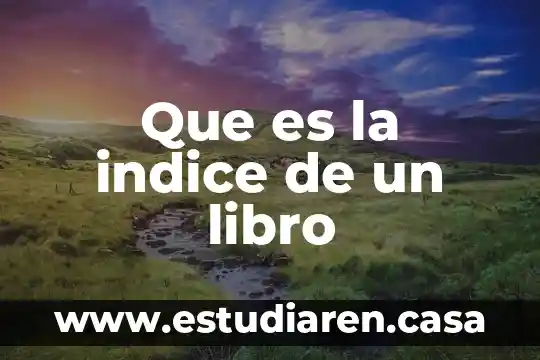 Libro sexo que es desarrollo 4 Que es la indice de un libro