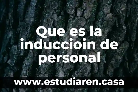 Que es la induccioin de personal