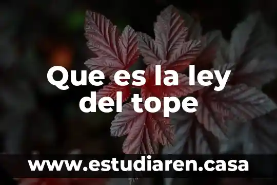 Qué es una ley y leyes 5 Que es la ley del tope