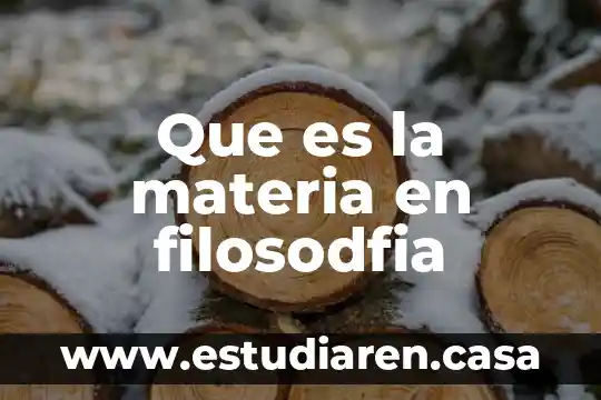 Que es la materia en filosodfia