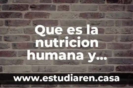 Que es la nutricion humana y dietetica
