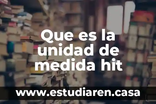 Que es it unidad de medida 3 Que es la unidad de medida hit