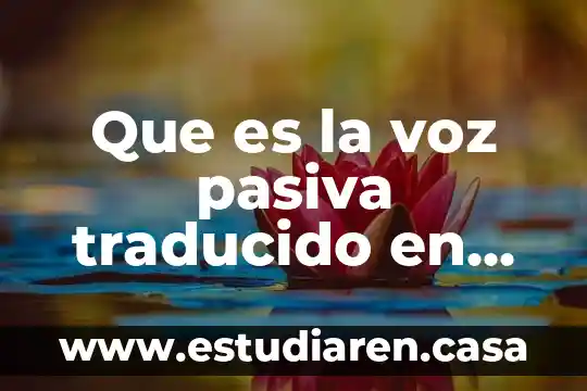 Que es la voz pasiva escrito en ingles 5 Que es la voz pasiva traducido en ingles