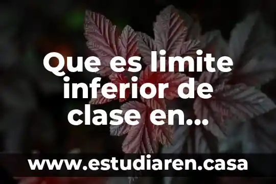 Que es una expectativa estadistica 7 Que es limite inferior de clase en estadistica