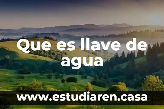 Que es llave de agua