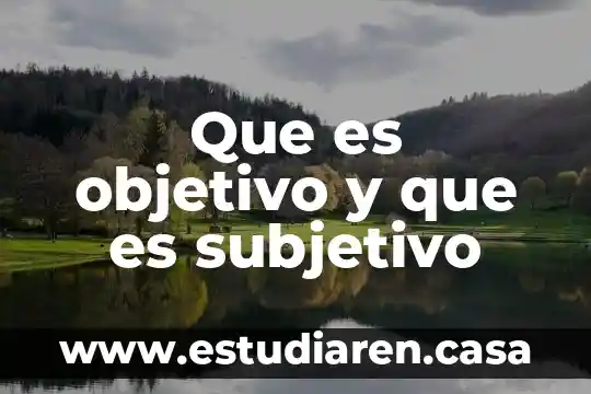 Que es objetivo y que es subjetivo