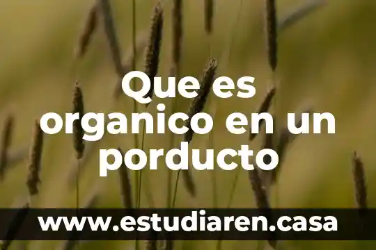 Que es organico en un porducto