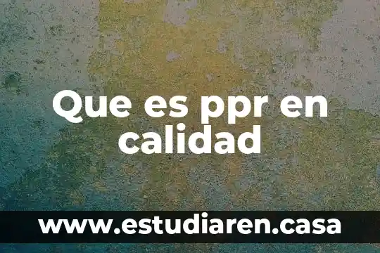 Que es ppr en calidad