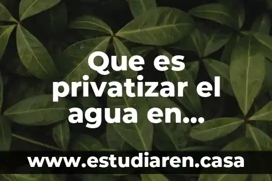 Que es privatizar el agua en méxico