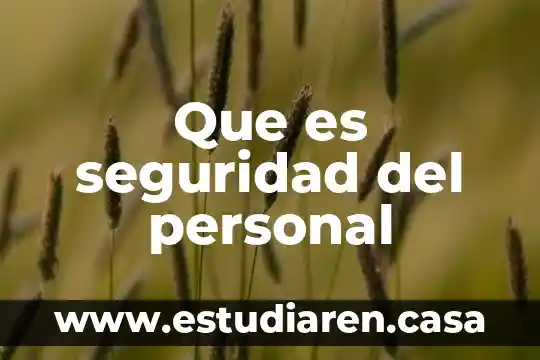 Que es seguridad del personal