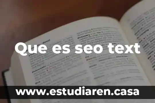 Que es trabajo de seo 4 Que es seo text